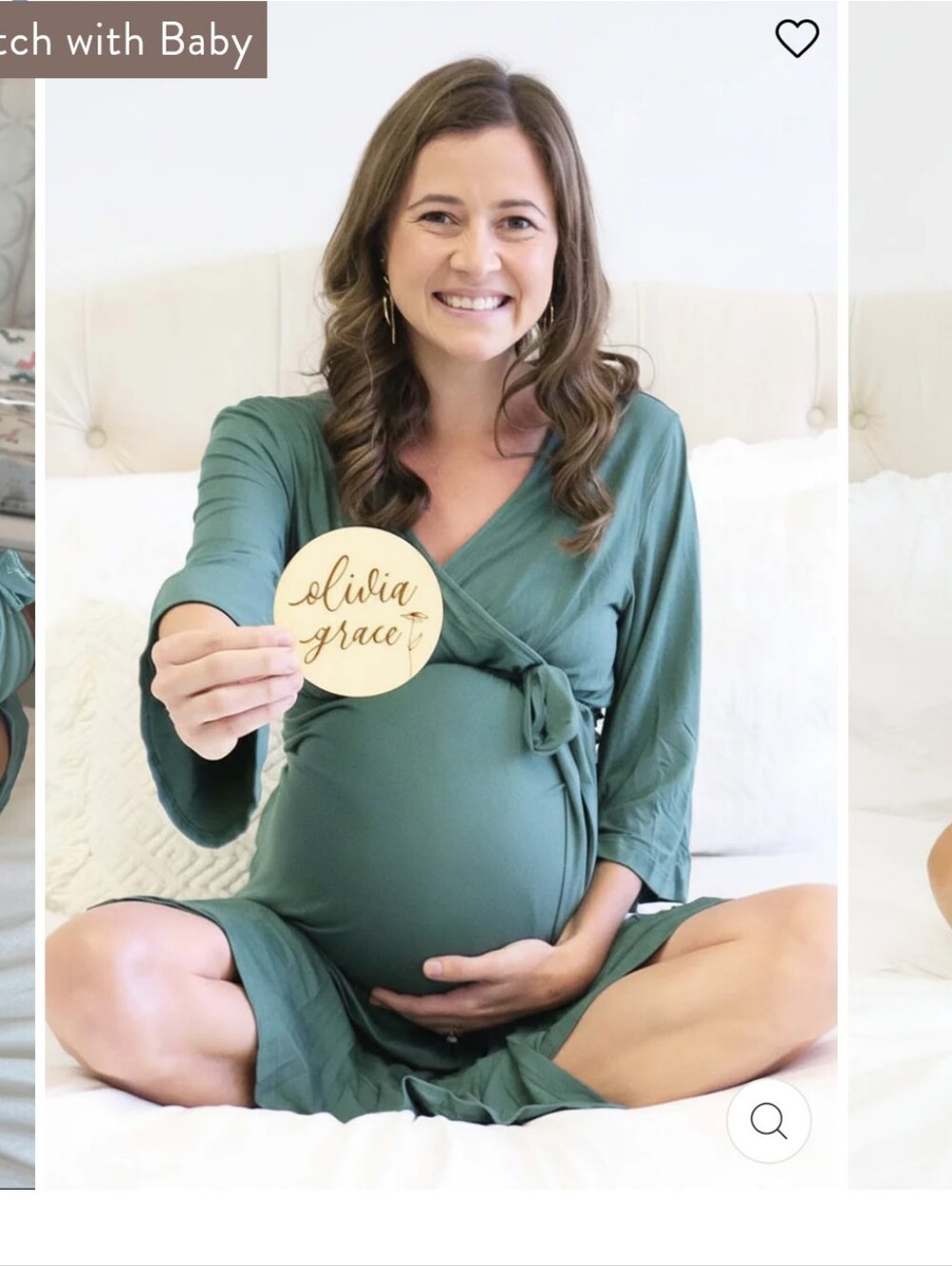 Caden Lane Maternity Robe In Olive - Picture 6 of 6